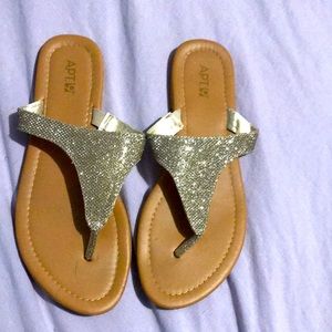 Shimmering flip flops